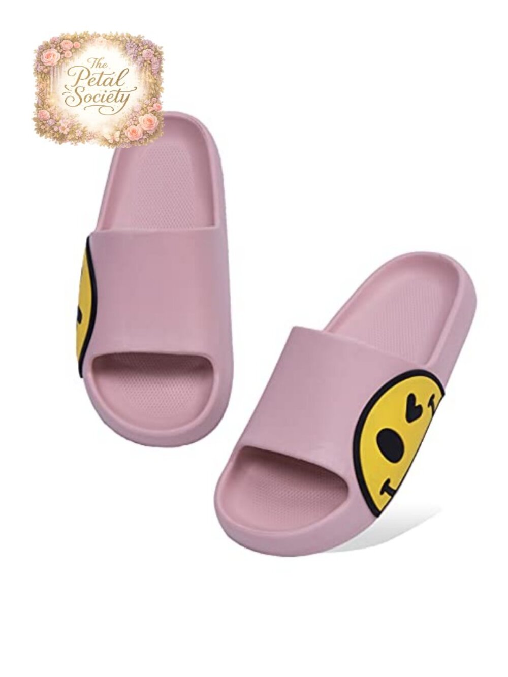 EVA Anti-Slip Open Toe Slide Sandals Smile Face Spa Shower Shoes